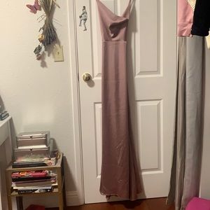 Tierra Cowl Neck satin A-line dress